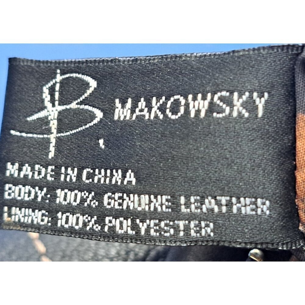Makowsky Women's Black Satchel Moto Handbag Pebbled Leather - Picture 2 of 6